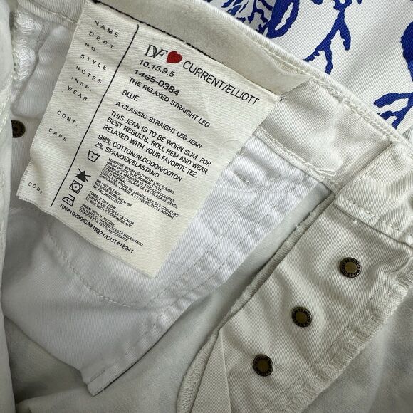 Current/Elliot X DVF The Classic Skinny Blue White Floral Printed Jeans Size 32 - Picture 10 of 10